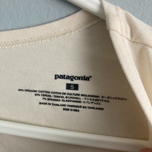 Patagonia Women’s Organic Cotton Blend Knotted Midi Top Cream Brown Grains Sz S - Picture 3 of 8